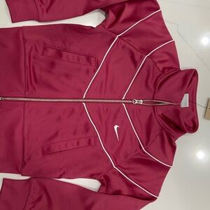 Nike Burgundy Zip-Up Track Jacket with White Trim